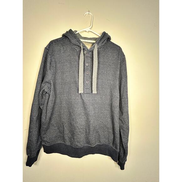 JACHS New York Hooded Sweatshirt Mens Button Fleece Striped Blue-Size L - Picture 6 of 8